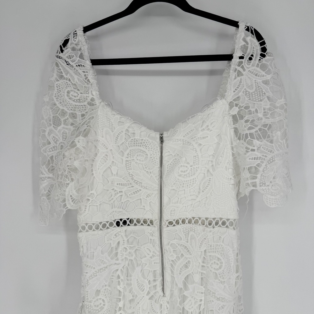 LULUS BRIARWOOD WHITE LACE RUFFLED MIDI DRESS MEDIUM NWT - Picture 13 of 13
